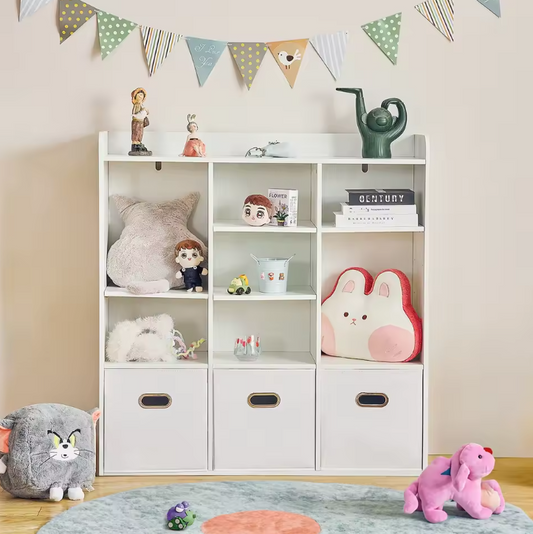 Houten Boekenkast met 7 Vakken – Moderne Open Kast & Organizer