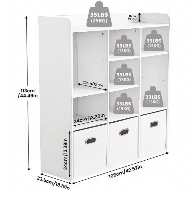 Houten Boekenkast met 7 Vakken – Moderne Open Kast & Organizer