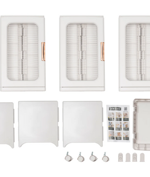 3-Laags Opbergkast met Afneembare Boxen – Stapelbaar & Transparant, Vrijstaand Ontwerp 24.5×28.5×126 cm