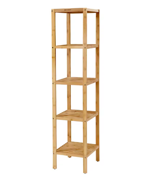 Bamboe Opbergrek met 5 Niveaus – Vrijstaand Rek voor Badkamer, Keuken of Woonkamer