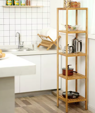 Bamboe Opbergrek met 5 Niveaus – Vrijstaand Rek voor Badkamer, Keuken of Woonkamer