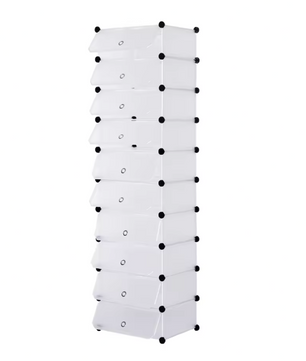Modulaire Schoenenkast met 10 Vakken – Kunststof Opbergrek 48×36×173 cm voor Woonkamer, Slaapkamer of Hal
