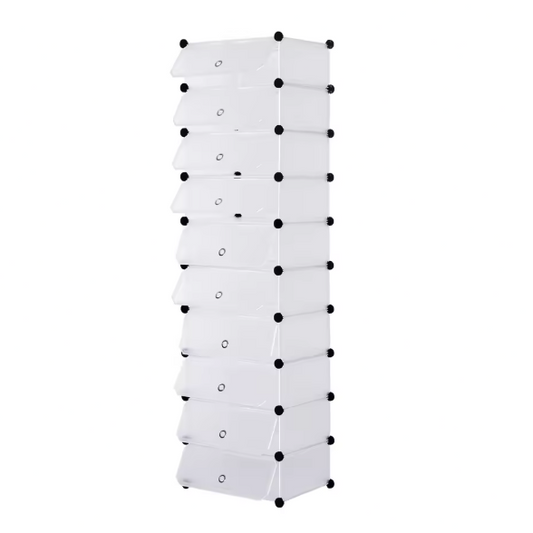 Modulaire Schoenenkast met 10 Vakken – Kunststof Opbergrek 48×36×173 cm voor Woonkamer, Slaapkamer of Hal