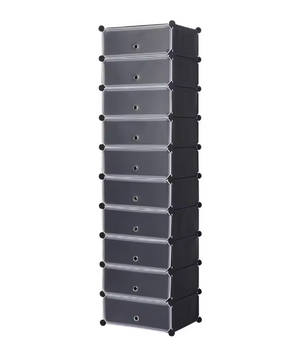 Modulaire Schoenenkast met 10 Vakken – Kunststof Opbergrek 48×36×173 cm voor Woonkamer, Slaapkamer of Hal