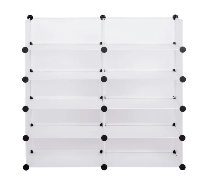 Modulaire Schoenenkast met 10 Vakken – Kunststof Opbergrek 48×36×173 cm voor Woonkamer, Slaapkamer of Hal