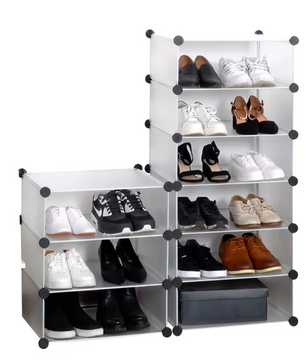 Modulaire Schoenenkast met 10 Vakken – Kunststof Opbergrek 48×36×173 cm voor Woonkamer, Slaapkamer of Hal