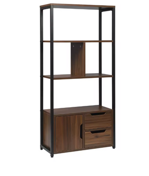 Hoekboekenkast met 3 Lades – Houten Opbergkast met 4 Planken, Compact en Modern Ontwerp voor Woonkamer of Kantoor