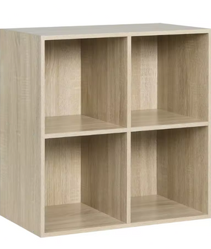 Vierkante Boekenkast met 4 Open Vakken – Houten Opbergrek 60×29,5×60 cm voor Woonkamer, Slaapkamer of Kinderkamer