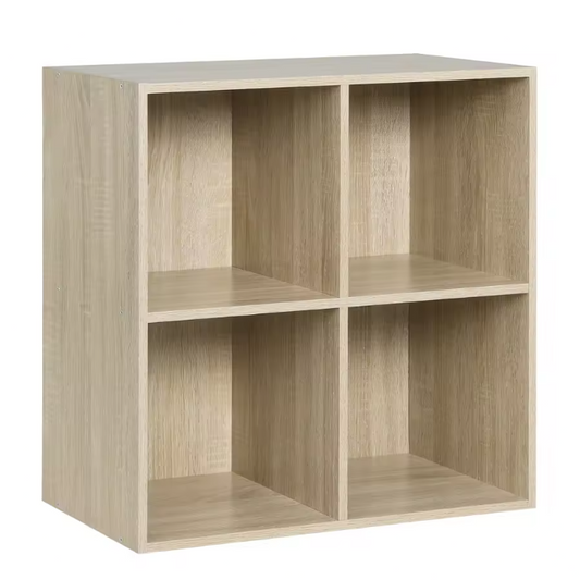 Vierkante Boekenkast met 4 Open Vakken – Houten Opbergrek 60×29,5×60 cm voor Woonkamer, Slaapkamer of Kinderkamer