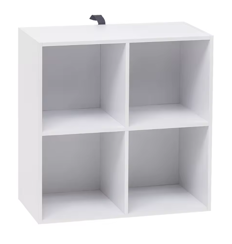 Vierkante Boekenkast met 4 Open Vakken – Houten Opbergrek 60×29,5×60 cm voor Woonkamer, Slaapkamer of Kinderkamer