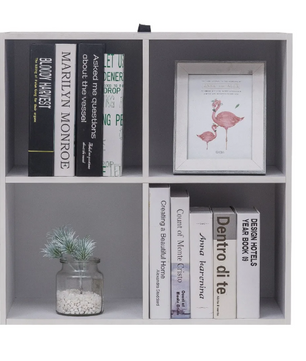 Vierkante Boekenkast met 4 Open Vakken – Houten Opbergrek 60×29,5×60 cm voor Woonkamer, Slaapkamer of Kinderkamer