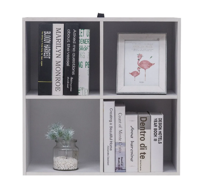 Vierkante Boekenkast met 4 Open Vakken – Houten Opbergrek 60×29,5×60 cm voor Woonkamer, Slaapkamer of Kinderkamer