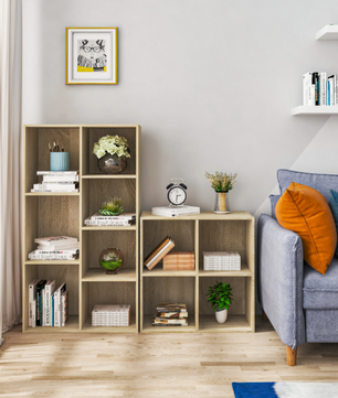 Vierkante Boekenkast met 4 Open Vakken – Houten Opbergrek 60×29,5×60 cm voor Woonkamer, Slaapkamer of Kinderkamer