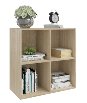 Vierkante Boekenkast met 4 Open Vakken – Houten Opbergrek 60×29,5×60 cm voor Woonkamer, Slaapkamer of Kinderkamer
