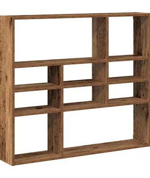 Wandplank in Rustieke Houtstijl – 9 Vakken, 90×16×78 cm, Functionele Wandorganizer van Houtmateriaal