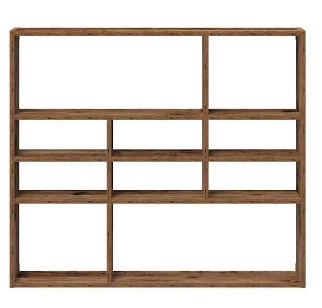 Wandplank in Rustieke Houtstijl – 9 Vakken, 90×16×78 cm, Functionele Wandorganizer van Houtmateriaal