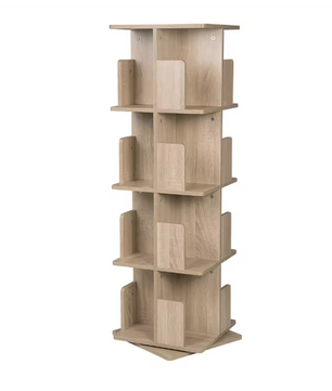 Draaibare Boekenkast 3-Laags – 360° Roterend MDF Opbergrek, 97 cm Hoog