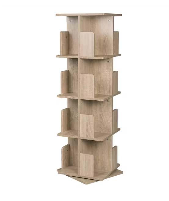 Draaibare Boekenkast 3-Laags – 360° Roterend MDF Opbergrek, 97 cm Hoog