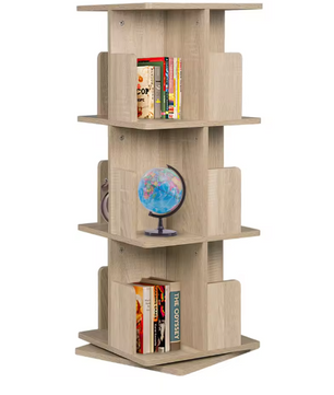 Draaibare Boekenkast 3-Laags – 360° Roterend MDF Opbergrek, 97 cm Hoog
