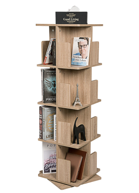 Draaibare Boekenkast 3-Laags – 360° Roterend MDF Opbergrek, 97 cm Hoog