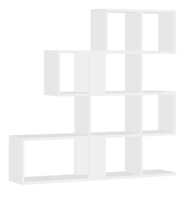 Boekenkast 4-Laags – Trapvormige Kamerscheiding en Open Opbergrek, 115×109,5×19,5 cm