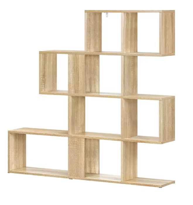 Boekenkast 4-Laags – Trapvormige Kamerscheiding en Open Opbergrek, 115×109,5×19,5 cm