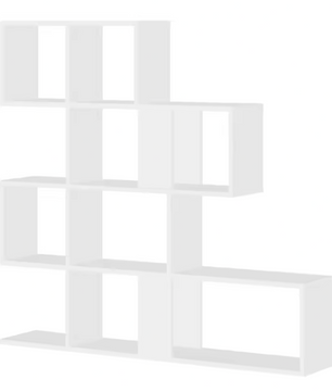 Boekenkast 4-Laags – Trapvormige Kamerscheiding en Open Opbergrek, 115×109,5×19,5 cm