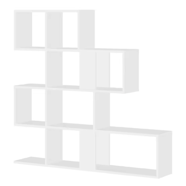 Boekenkast 4-Laags – Trapvormige Kamerscheiding en Open Opbergrek, 115×109,5×19,5 cm