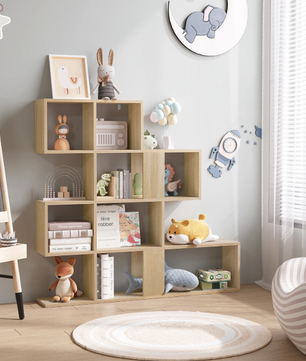 Boekenkast 4-Laags – Trapvormige Kamerscheiding en Open Opbergrek, 115×109,5×19,5 cm