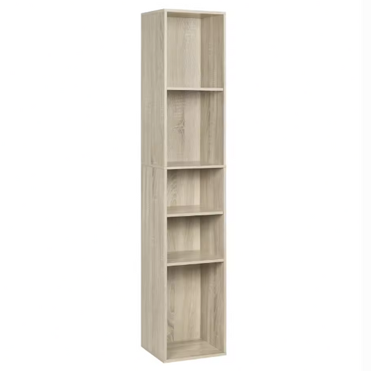 Boekenkast met 5 Vakken – Smalle Open Kast en Kamerscheiding, 151 cm Hoog