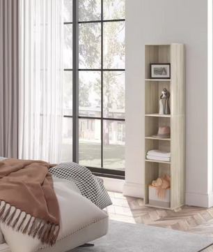 Boekenkast met 5 Vakken – Smalle Open Kast en Kamerscheiding, 151 cm Hoog