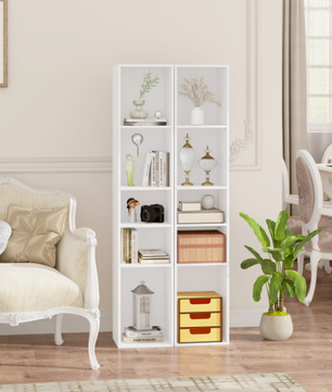 Boekenkast met 5 Vakken – Smalle Open Kast en Kamerscheiding, 151 cm Hoog