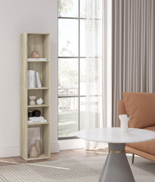 Boekenkast met 5 Vakken – Smalle Open Kast en Kamerscheiding, 151 cm Hoog