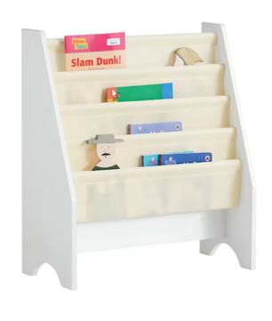 Kinderboekenkast met 4 Vakken – Stoffen Boekrek en Tijdschriftenhouder, 71 cm Hoog