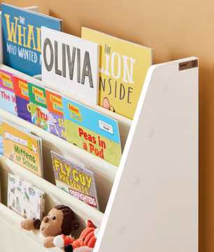 Kinderboekenkast met 4 Vakken – Stoffen Boekrek en Tijdschriftenhouder, 71 cm Hoog