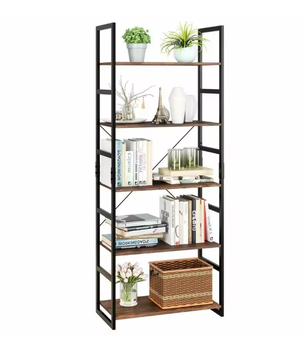 Industriële Ladderkast met 5 Planken – Vintage Boekenkast en Opbergrek, 165 cm Hoog
