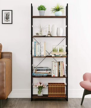 Industriële Ladderkast met 5 Planken – Vintage Boekenkast en Opbergrek, 165 cm Hoog