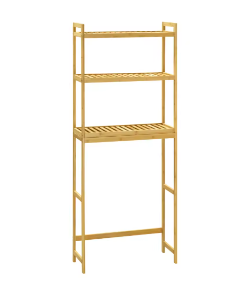 Bamboe Opbergrek met 3 Verstelbare Niveaus – Boven Toilet of Wasmachine, 63,5x26x163 cm