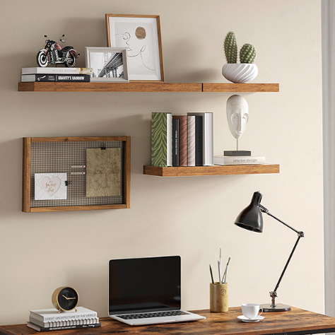 Vintage Wandplank – Zwevend Opbergrek van MDF en Staal 40x20x3,8 cm