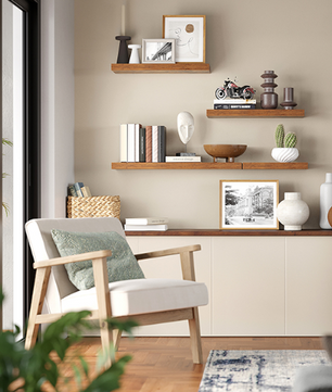 Vintage Wandplank – Zwevend Opbergrek van MDF en Staal 40x20x3,8 cm