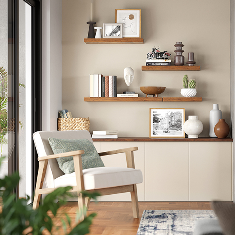 Vintage Wandplank – Zwevend Opbergrek van MDF en Staal 40x20x3,8 cm