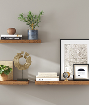 Vintage Wandplank – Zwevend Opbergrek van MDF en Staal 40x20x3,8 cm