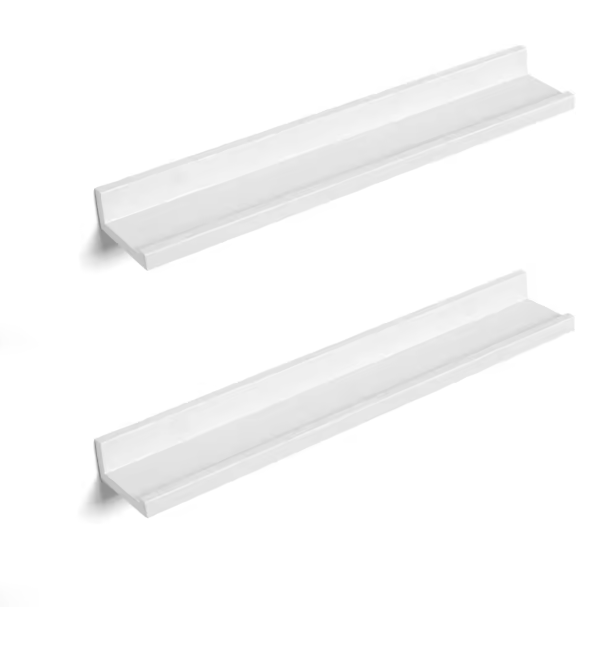 Set van 2 Zwevende Wandplanken – Wit Hoogglans Opbergrek 60x10x5 cm