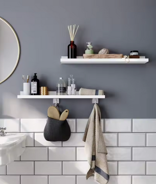 Set van 2 Zwevende Wandplanken – Wit Hoogglans Opbergrek 60x10x5 cm