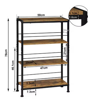Smal Ladderrek met 4 Niveaus – Boekenkast en Opbergrek 50x20x78 cm