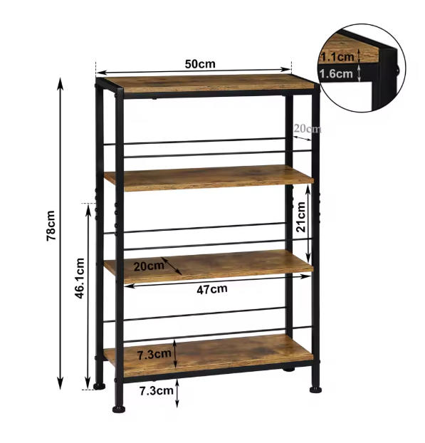 Smal Ladderrek met 4 Niveaus – Boekenkast en Opbergrek 50x20x78 cm