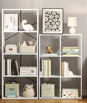 Witte Boekenkast met 6 Vakken – Staand Opbergrek 3 Niveaus 71x29x106 cm