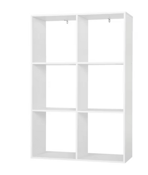 Witte Boekenkast met 6 Vakken – Staand Opbergrek 3 Niveaus 71x29x106 cm