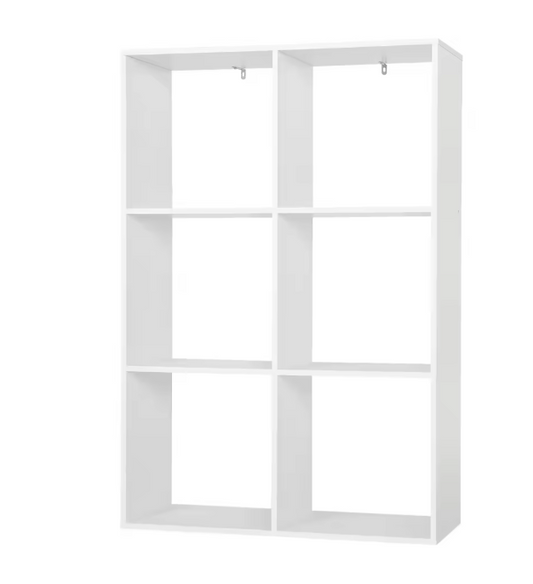 Witte Boekenkast met 6 Vakken – Staand Opbergrek 3 Niveaus 71x29x106 cm