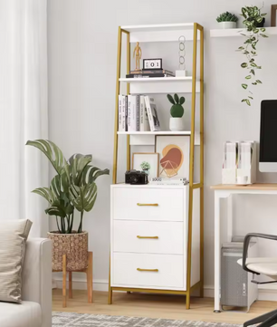 Boekenkast met 3 Lades en 3 Planken – Industrieel Opbergrek 51x40x175 cm